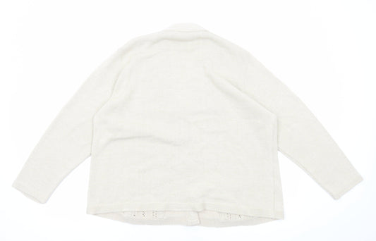 Florida Womens Beige V-Neck Acrylic Cardigan Jumper Size L
