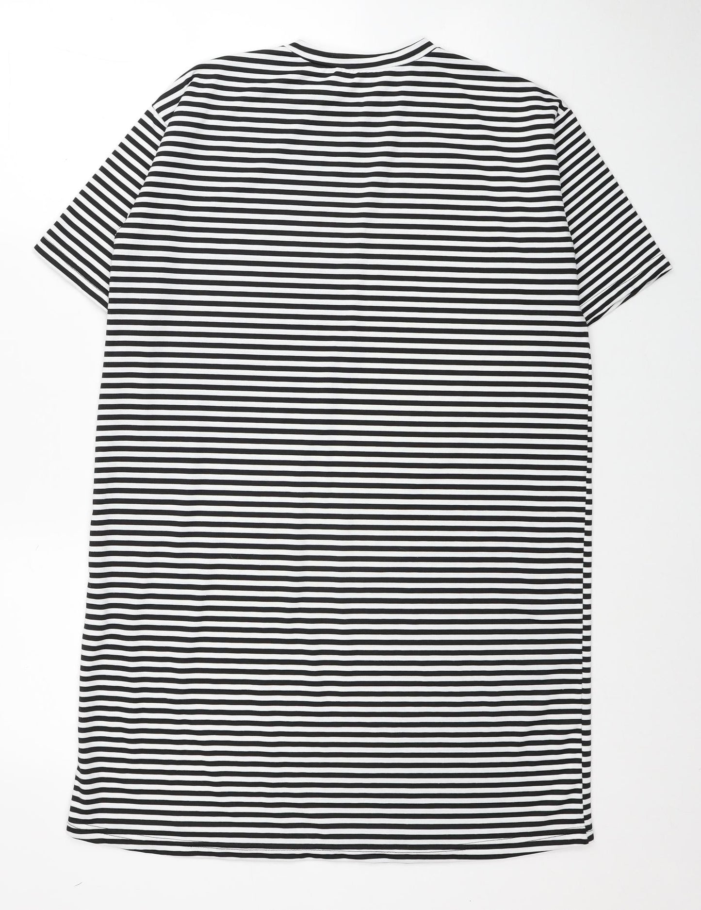 Bigdart Womens Black Striped Polyester T-Shirt Dress Size 8 Crew Neck Pullover