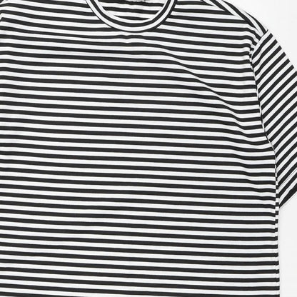 Bigdart Womens Black Striped Polyester T-Shirt Dress Size 8 Crew Neck Pullover
