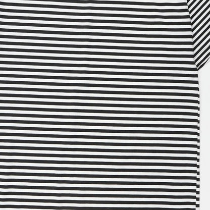 Bigdart Womens Black Striped Polyester T-Shirt Dress Size 8 Crew Neck Pullover
