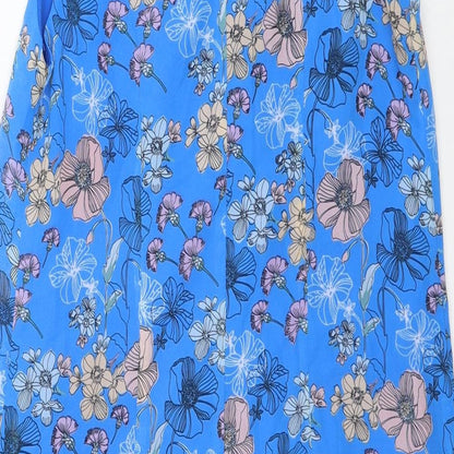 Atmosphere Womens Blue Floral Polyester Shift Size 6 Boat Neck Button