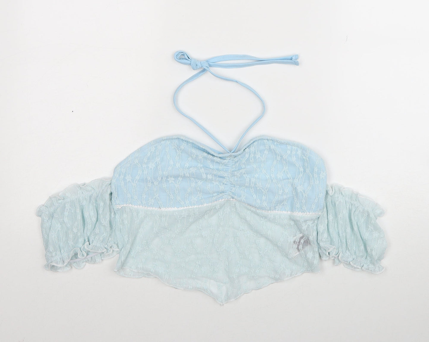Womens UK Size 10 ROMWE Blue Cropped Blouse