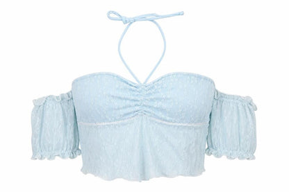 Womens UK Size 10 ROMWE Blue Cropped Blouse