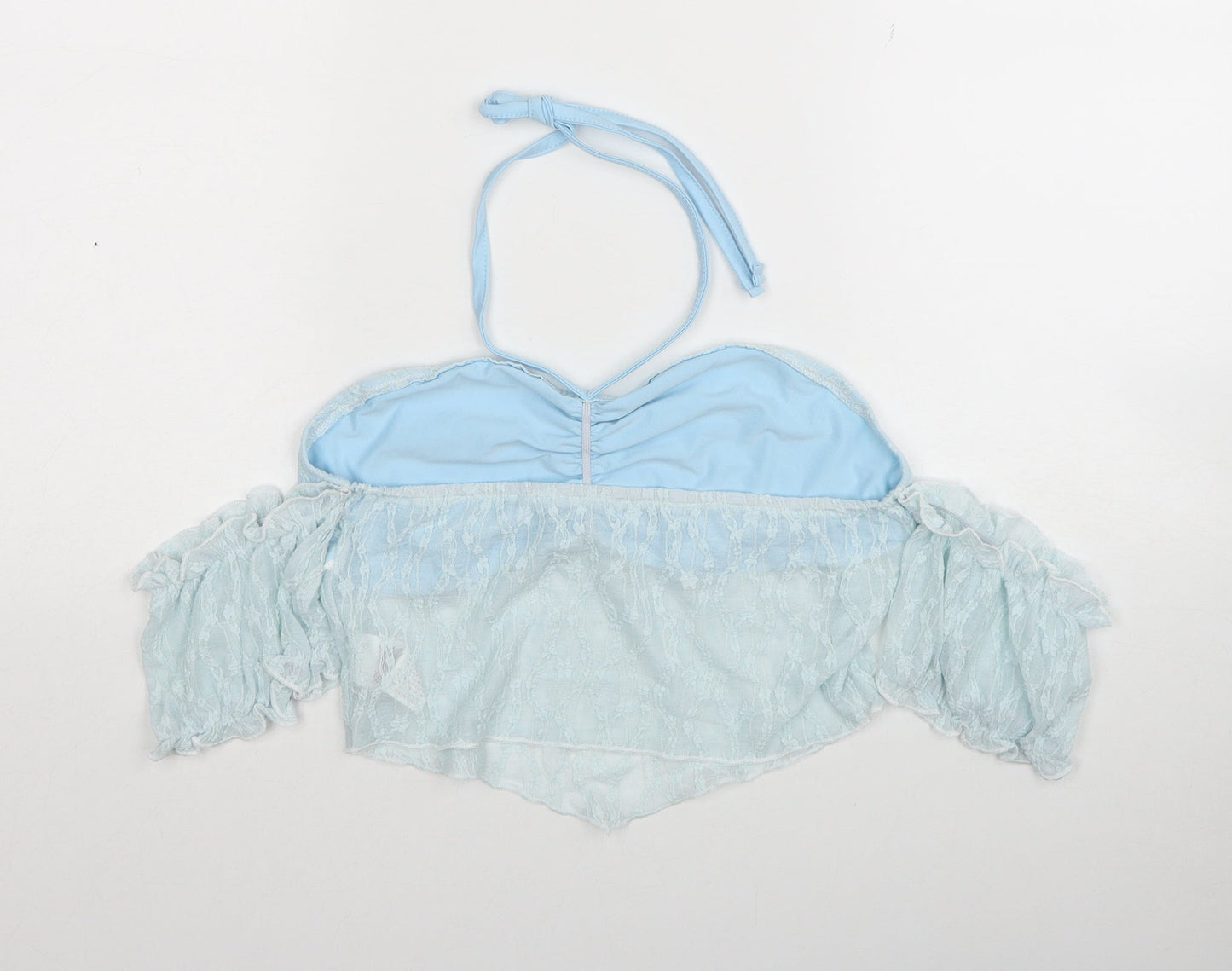 Womens UK Size 10 ROMWE Blue Cropped Blouse
