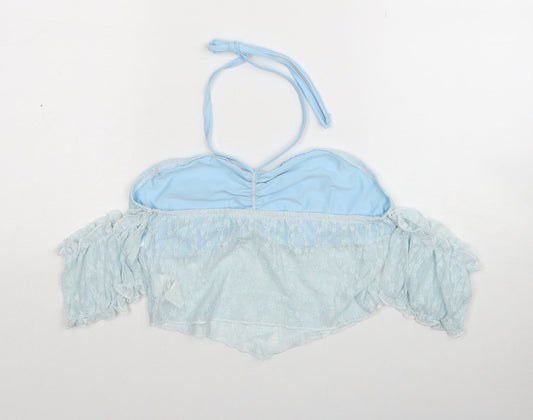 Womens UK Size 10 ROMWE Blue Cropped Blouse