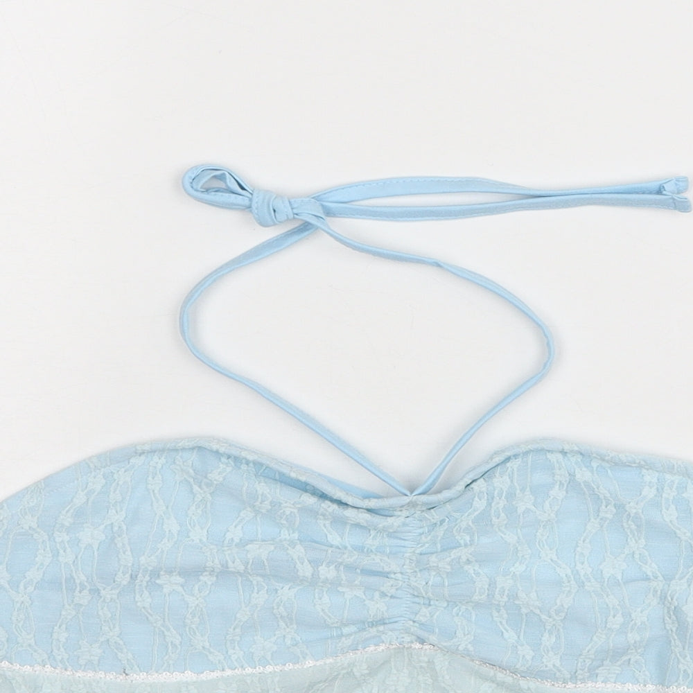 Womens UK Size 10 ROMWE Blue Cropped Blouse