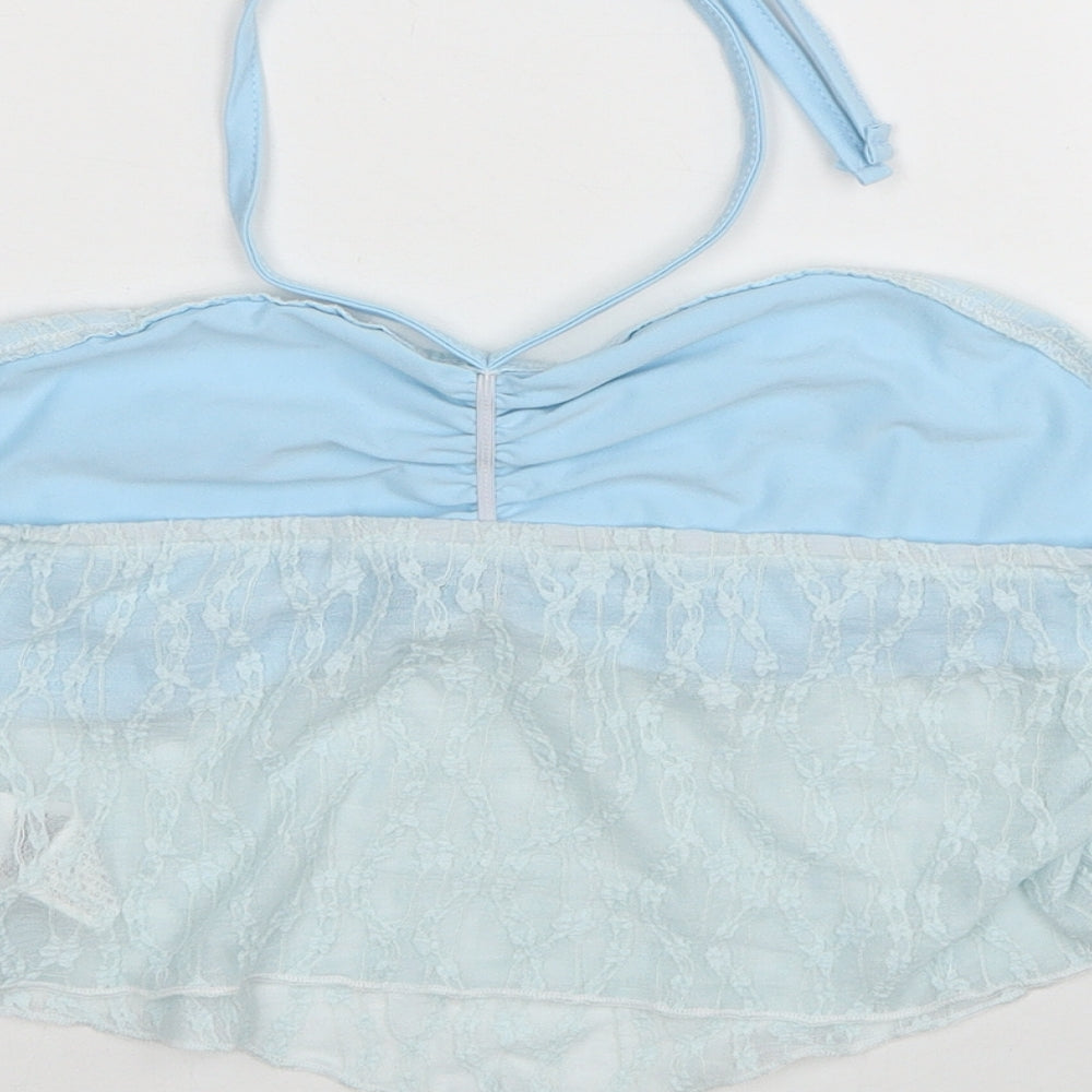 Womens UK Size 10 ROMWE Blue Cropped Blouse