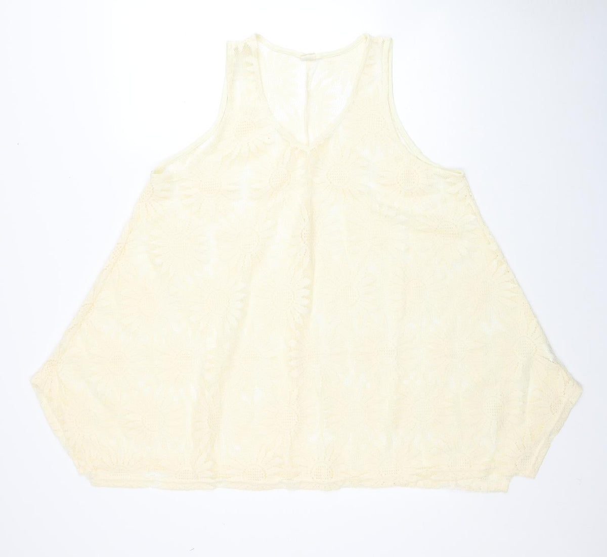 Exist Womens Yellow Floral Polyester Basic Blouse Size M V-Neck