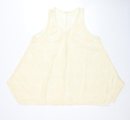 Exist Womens Yellow Floral Polyester Basic Blouse Size M V-Neck