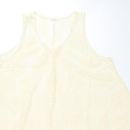 Exist Womens Yellow Floral Polyester Basic Blouse Size M V-Neck