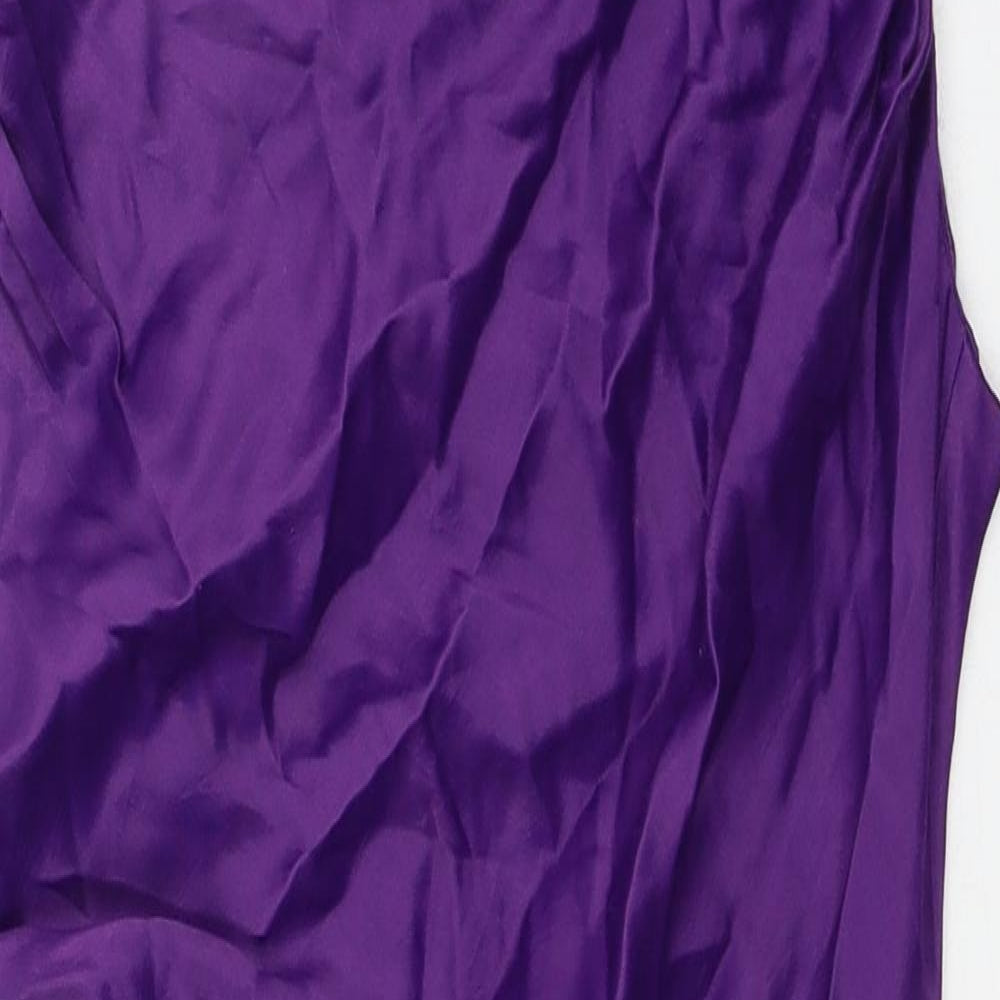 Zara Womens Purple Viscose Bodycon Size M Cowl Neck Pullover - Chain Straps