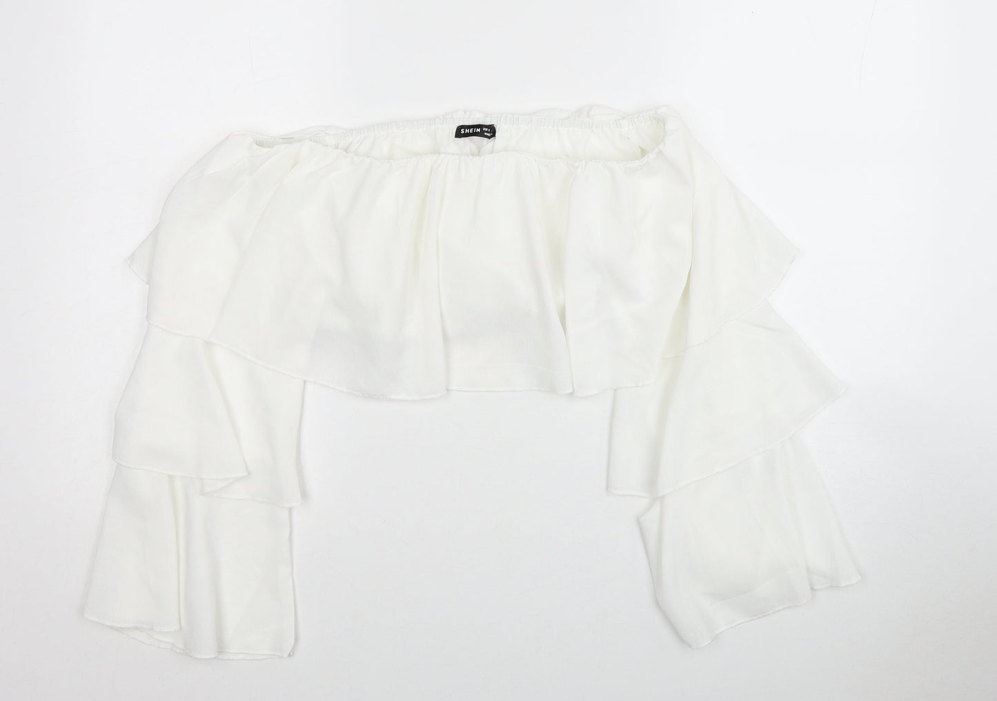SheIn Womens White Polyester Cropped Blouse Size S Off the Shoulder