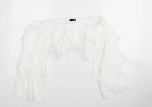 SheIn Womens White Polyester Cropped Blouse Size S Off the Shoulder