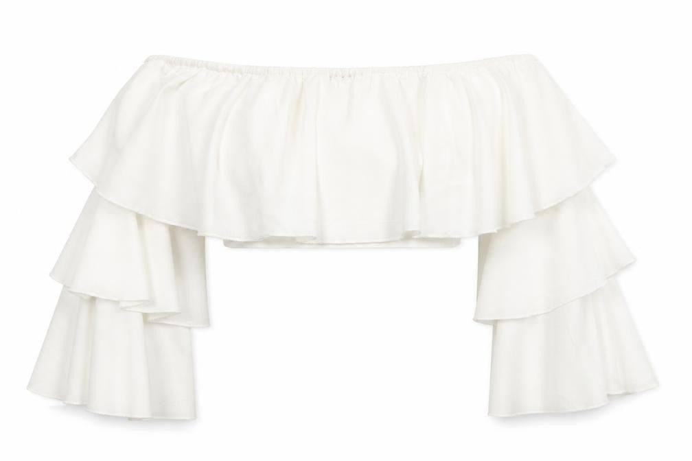 Womens UK Size S SheIn White Cropped Blouse