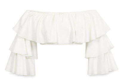 Womens UK Size S SheIn White Cropped Blouse