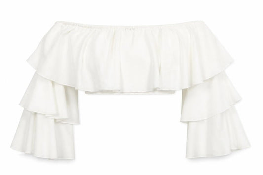 Womens UK Size S SheIn White Cropped Blouse