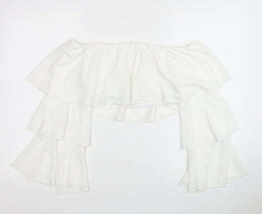 SheIn Womens White Polyester Cropped Blouse Size S Off the Shoulder