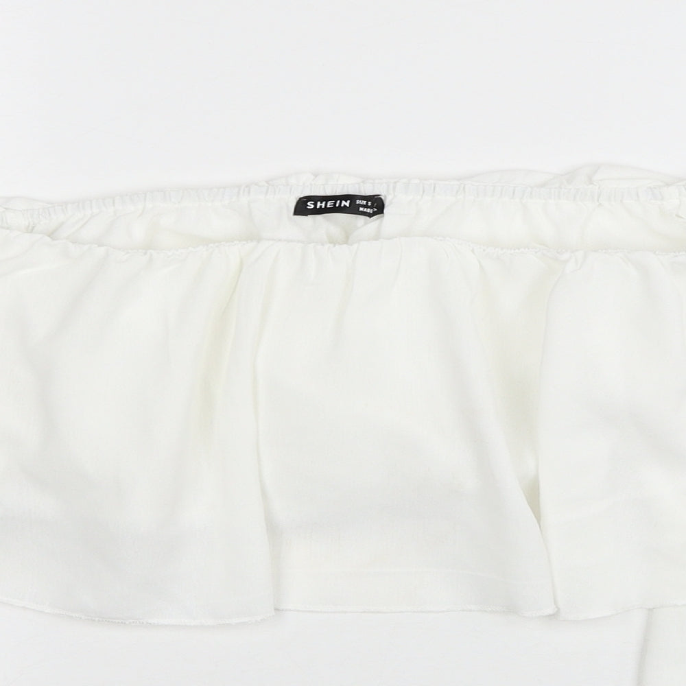 SheIn Womens White Polyester Cropped Blouse Size S Off the Shoulder