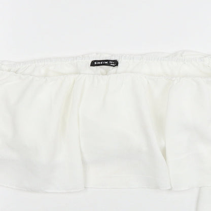 SheIn Womens White Polyester Cropped Blouse Size S Off the Shoulder