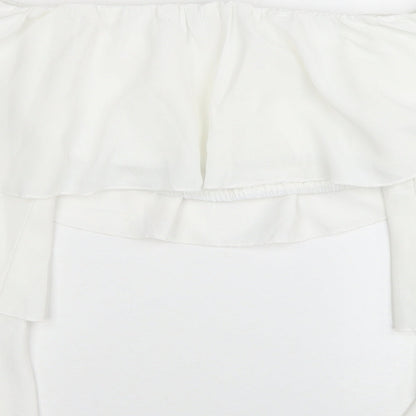SheIn Womens White Polyester Cropped Blouse Size S Off the Shoulder
