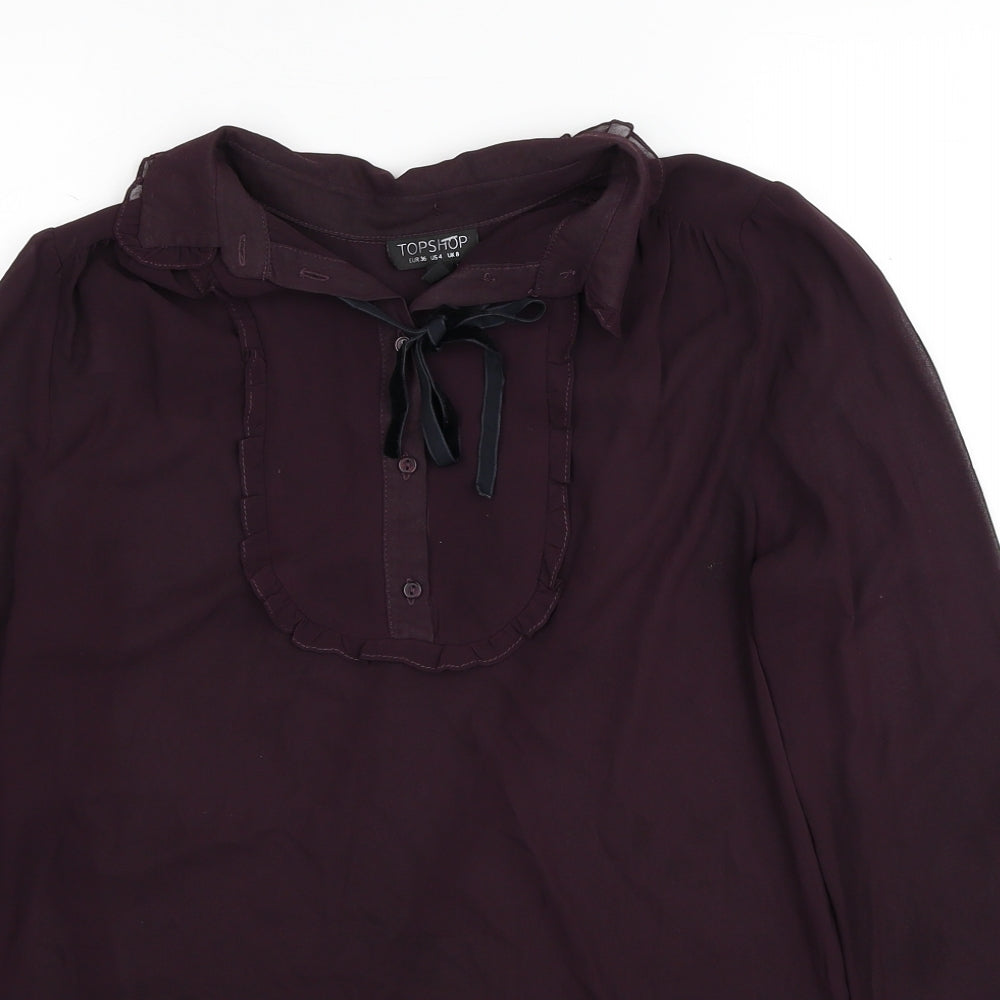 Womens UK Size 8 Topshop Red Basic Blouse