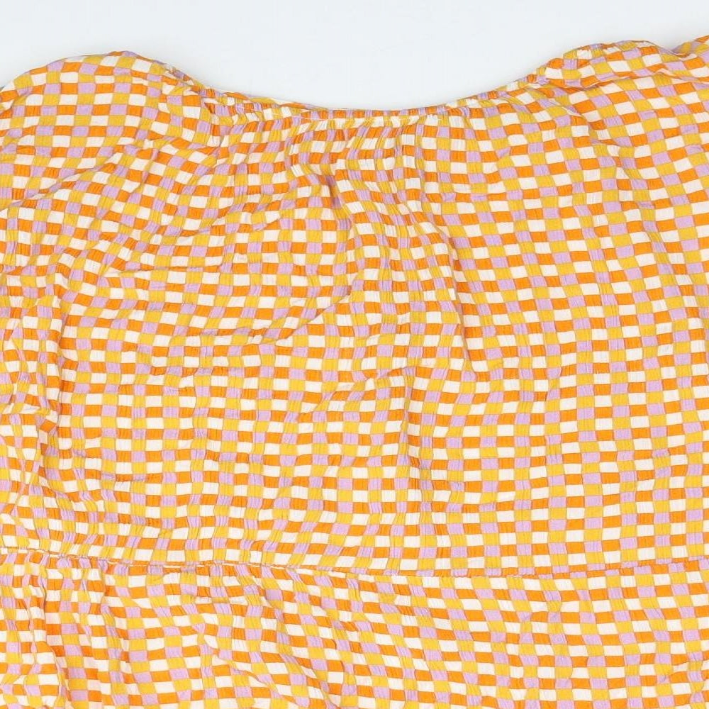 TU Womens Orange Geometric Viscose Basic Blouse Size 18 Round Neck