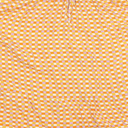 TU Womens Orange Geometric Viscose Basic Blouse Size 18 Round Neck