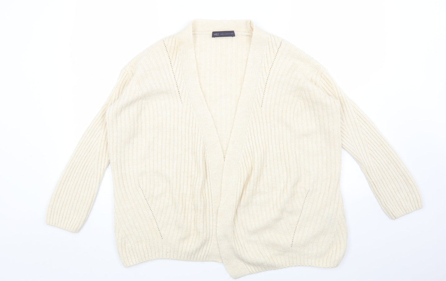 Womens UK Size S Marks and Spencer White Cardigan Jumper