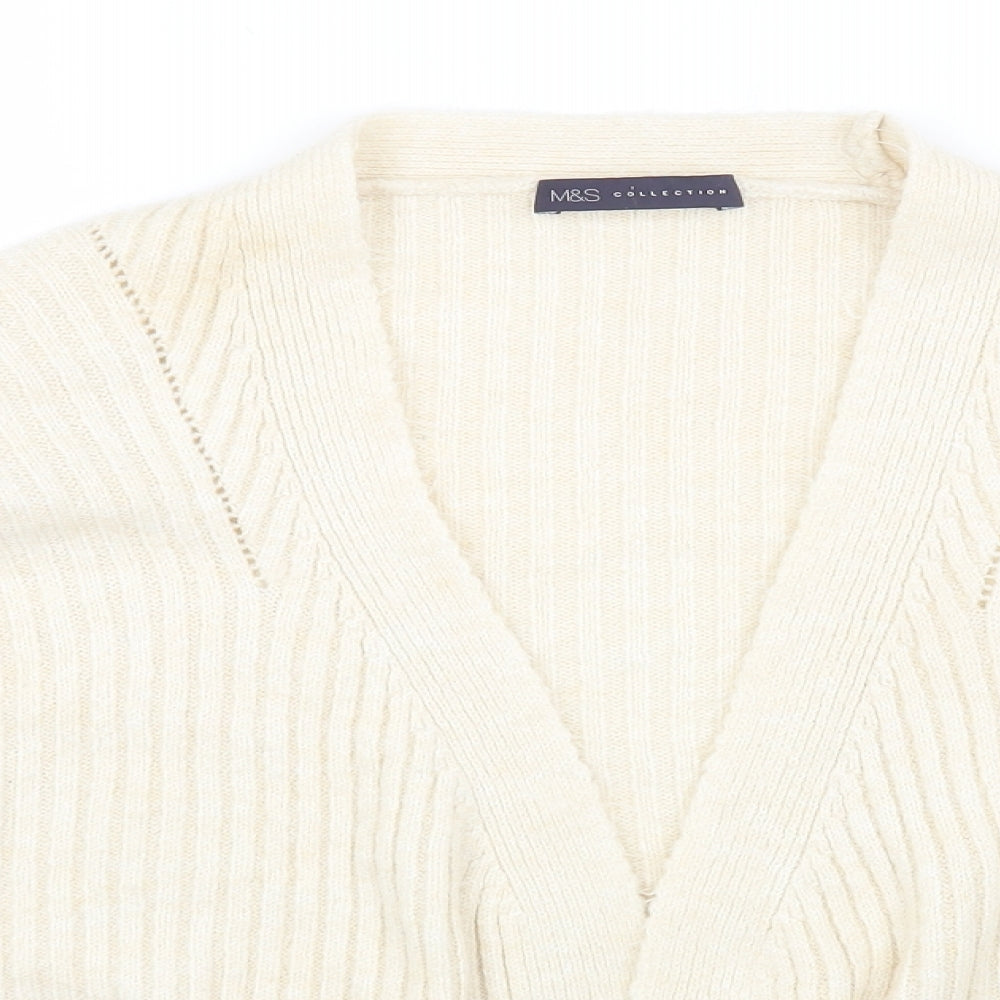 Womens UK Size S Marks and Spencer White Cardigan Jumper