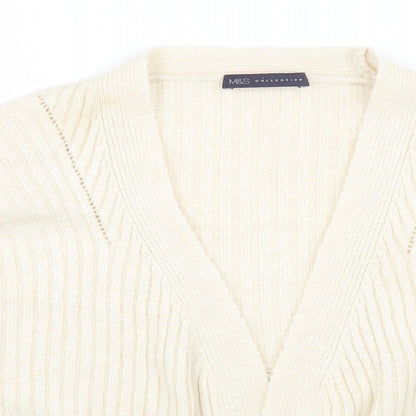 Womens UK Size S Marks and Spencer White Cardigan Jumper