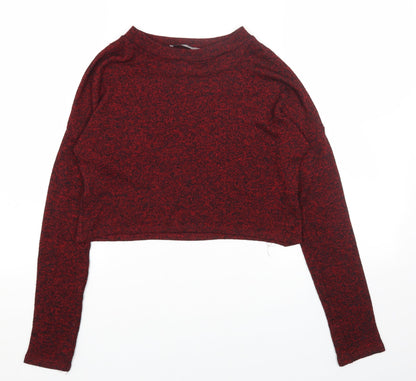 Primark Womens Red Round Neck Viscose Pullover Jumper Size 6