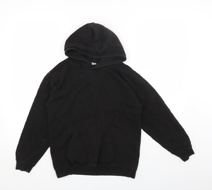 Justhoods Girls Black Cotton Pullover Hoodie Size 12-13 Years Pullover