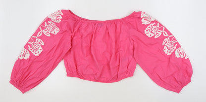 Womens UK Size 16 Marks and Spencer Pink Cropped Blouse