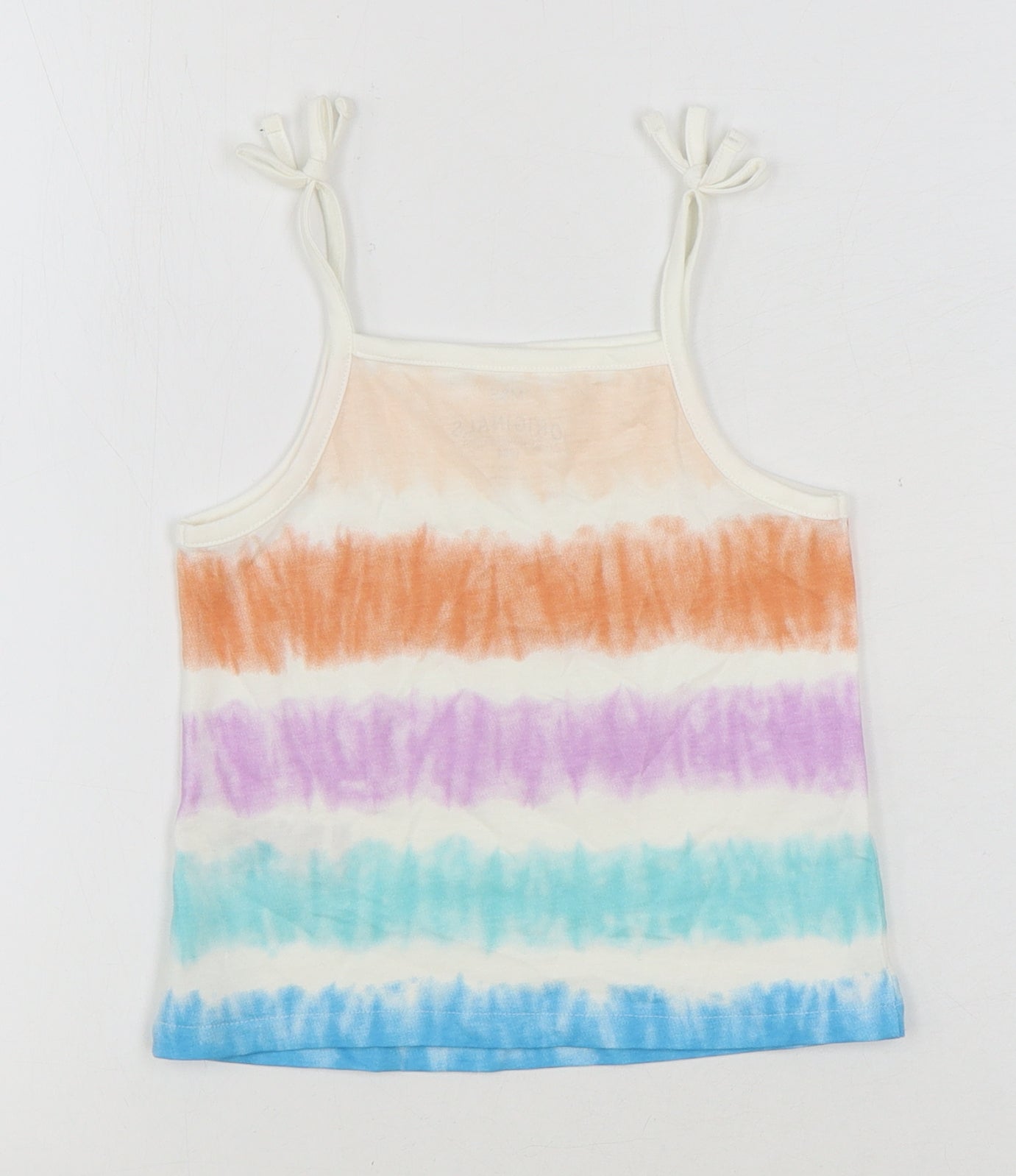 Marks and Spencer Girls Multicoloured Geometric 100% Cotton Basic Tank Size 3-4 Years Square Neck Pullover
