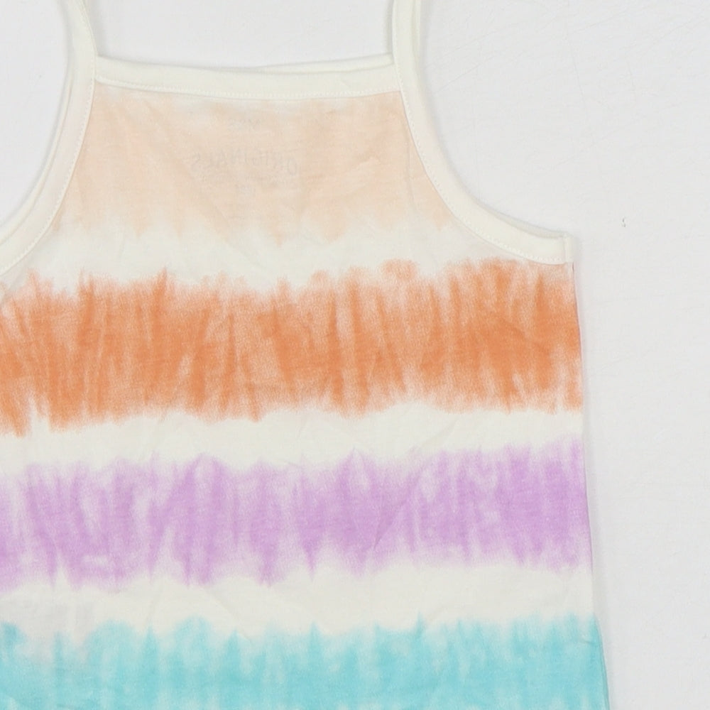 Marks and Spencer Girls Multicoloured Geometric 100% Cotton Basic Tank Size 3-4 Years Square Neck Pullover