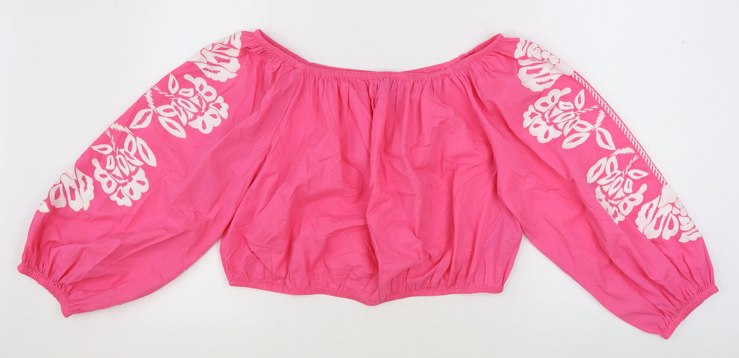 Womens UK Size 20 Marks and Spencer Pink Cropped Blouse
