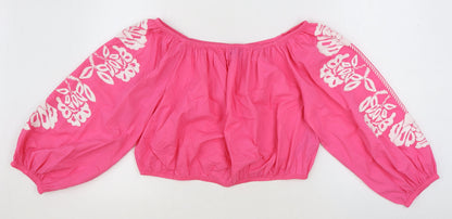 Womens UK Size 20 Marks and Spencer Pink Cropped Blouse