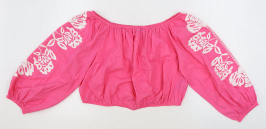 Womens UK Size 20 Marks and Spencer Pink Cropped Blouse