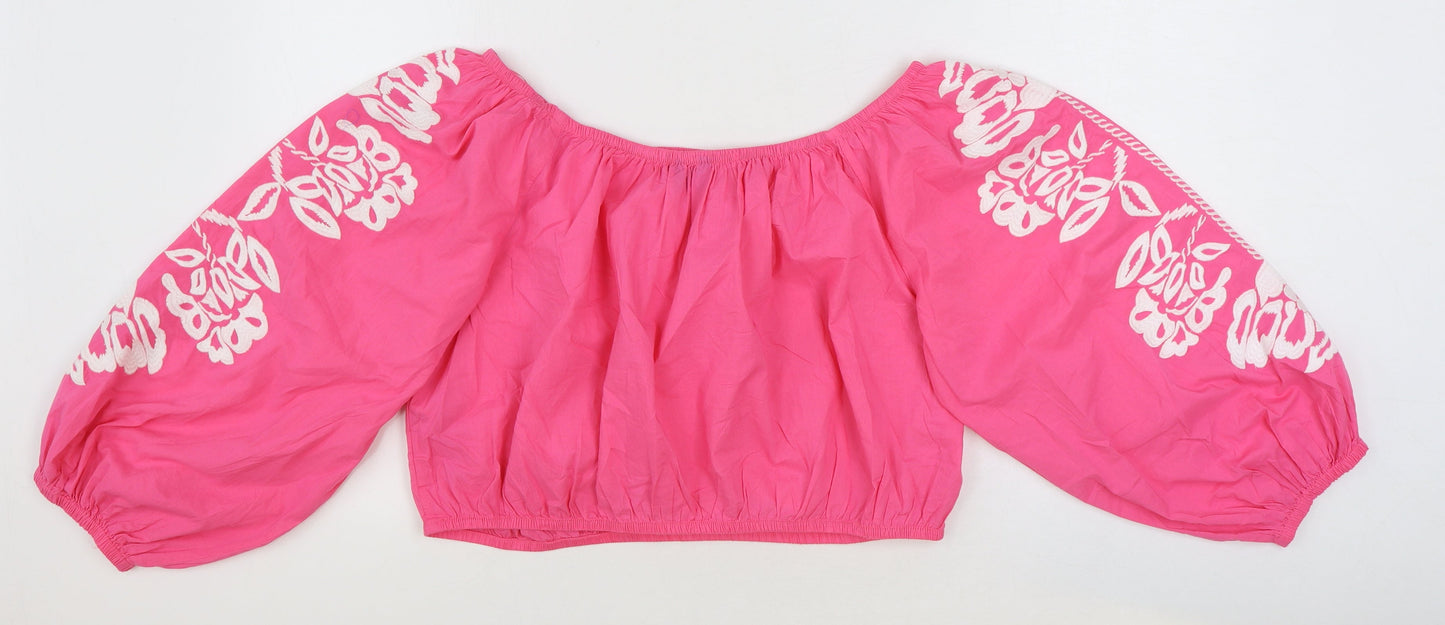 Womens UK Size 20 Marks and Spencer Pink Cropped Blouse