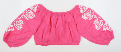 Womens UK Size 20 Marks and Spencer Pink Cropped Blouse