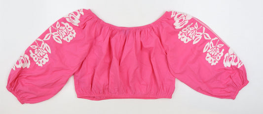 Womens UK Size 20 Marks and Spencer Pink Cropped Blouse