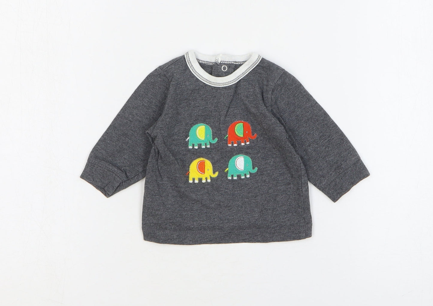 Preworn Baby Grey 100% Cotton Basic T-Shirt Size 0-3 Months Round Neck Pullover