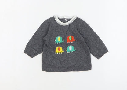 Preworn Baby Grey 100% Cotton Basic T-Shirt Size 0-3 Months Round Neck Pullover