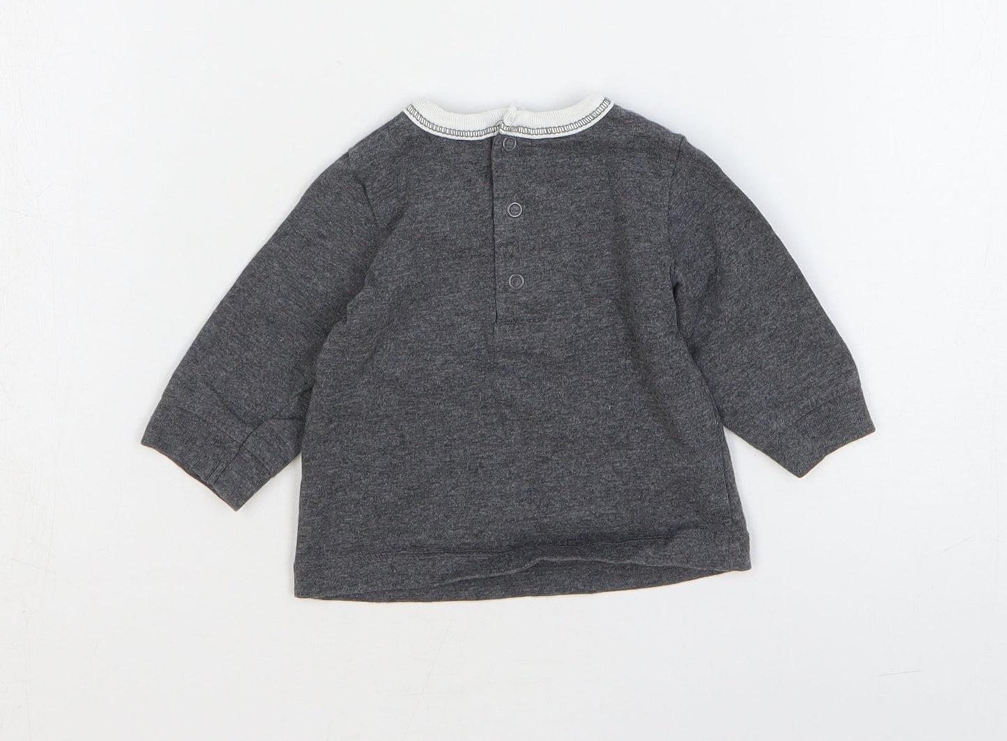 Preworn Baby Grey 100% Cotton Basic T-Shirt Size 0-3 Months Round Neck Pullover
