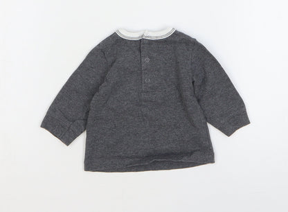 Preworn Baby Grey 100% Cotton Basic T-Shirt Size 0-3 Months Round Neck Pullover