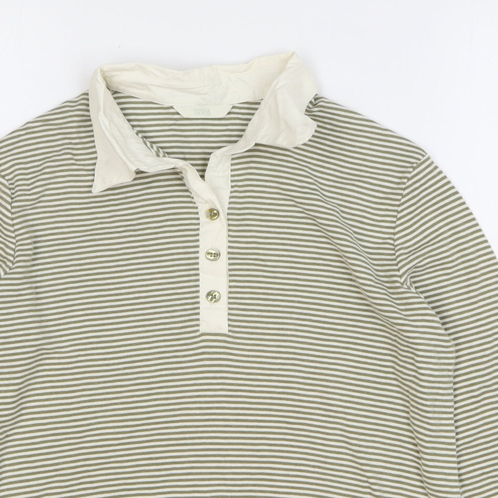 Womens UK Size 14 Marks and Spencer Green Basic Polo