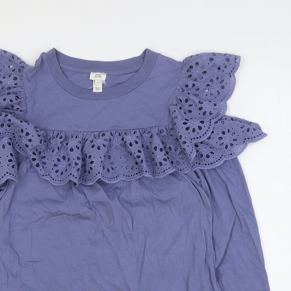 Womens UK Size 8 River Island Blue Basic Blouse