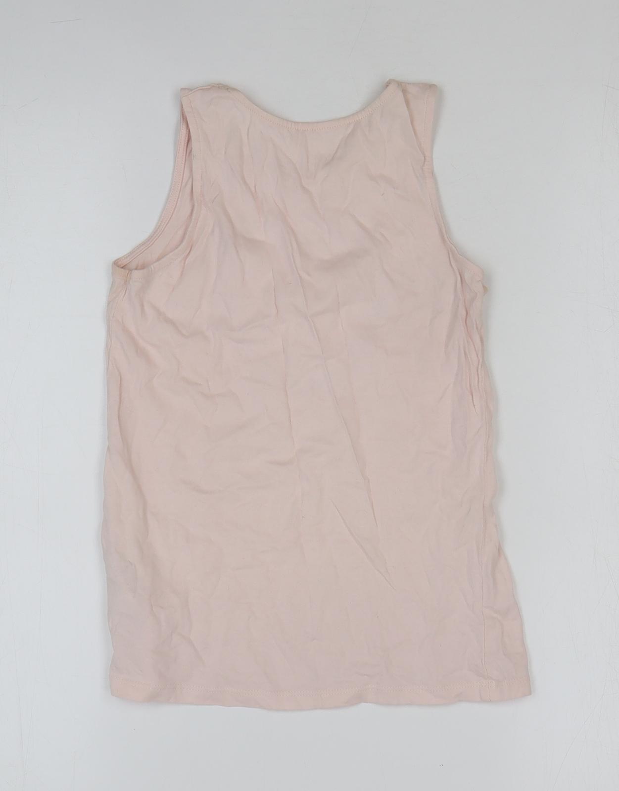 La Redoute Girls Pink 100% Cotton Basic Tank Size 10 Years Round Neck Pullover - Heart Print