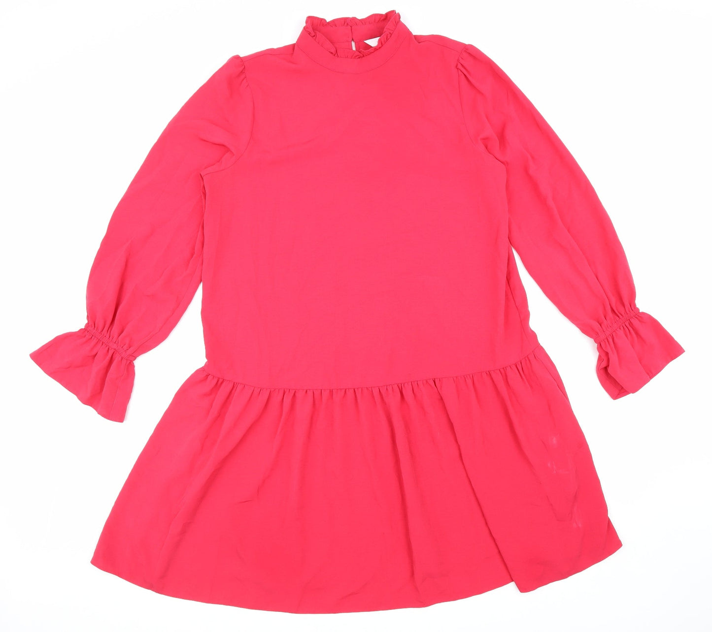 By Very Womens Pink Polyester A-Line Size 10 Mock Neck Button