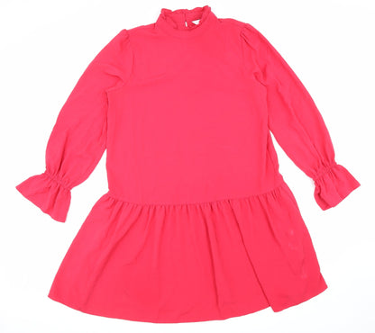 By Very Womens Pink Polyester A-Line Size 10 Mock Neck Button